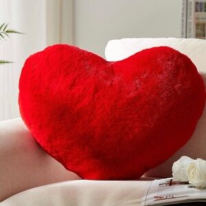 Red Heart-Shaped Plush Pillow
